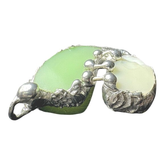 Uranium Glass Heart Pendant “The Mended Heart” Artisan Handcrafted Metalwork - Picture 9 of 17